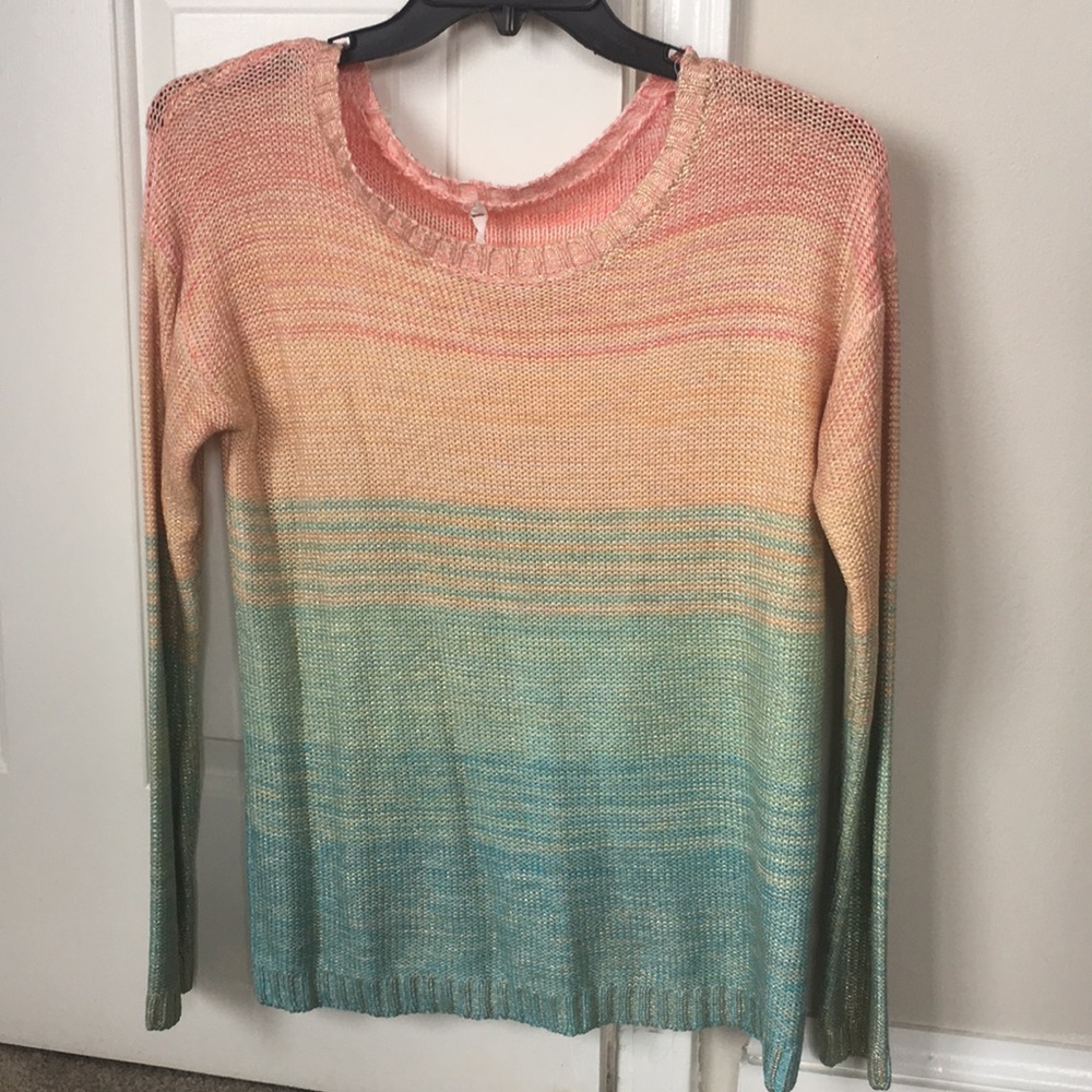 Ombré sweater with metallic gold thread